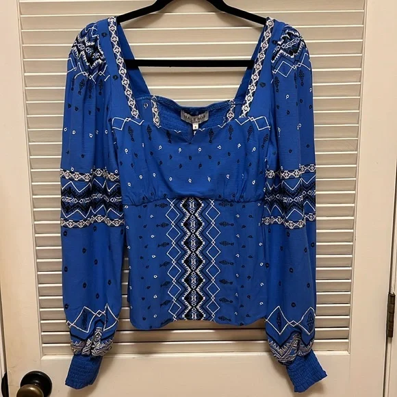 Hale Bob Hassina Embroidery Top in Blue, Size Small - Picture 6 of 16